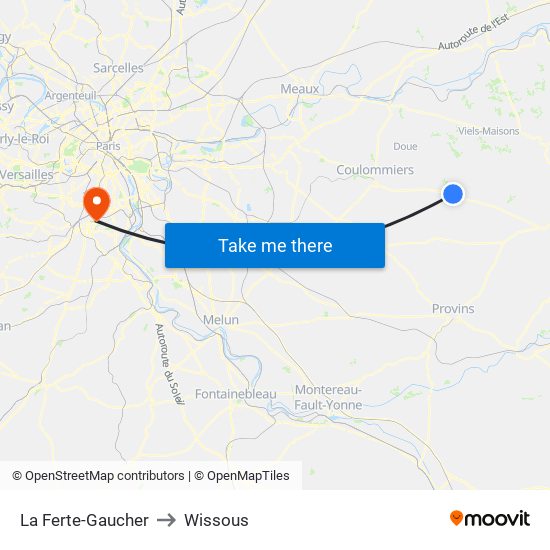 La Ferte-Gaucher to Wissous map