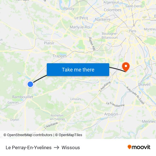 Le Perray-En-Yvelines to Wissous map