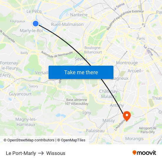 Le Port-Marly to Wissous map