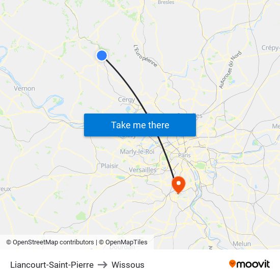 Liancourt-Saint-Pierre to Wissous map
