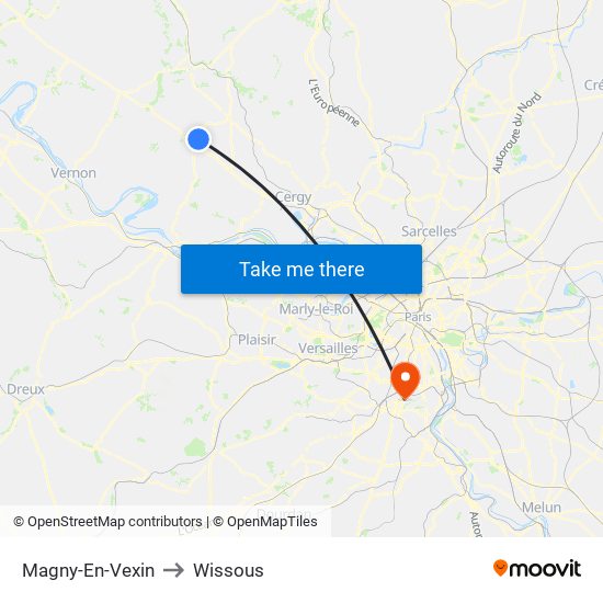 Magny-En-Vexin to Wissous map