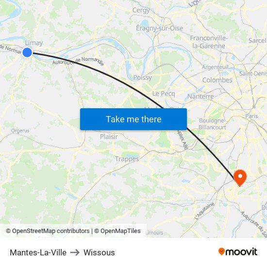 Mantes-La-Ville to Wissous map