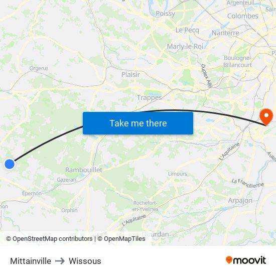 Mittainville to Wissous map