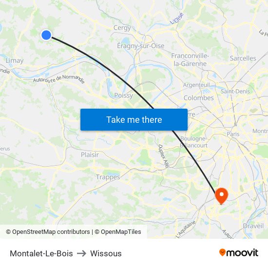 Montalet-Le-Bois to Wissous map