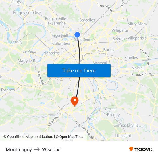 Montmagny to Wissous map