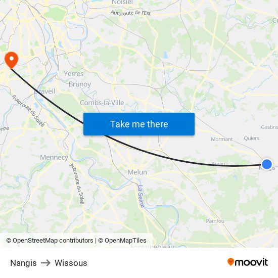 Nangis to Wissous map