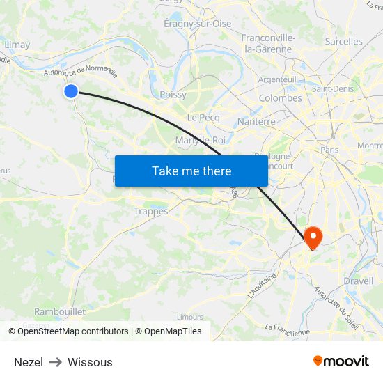 Nezel to Wissous map