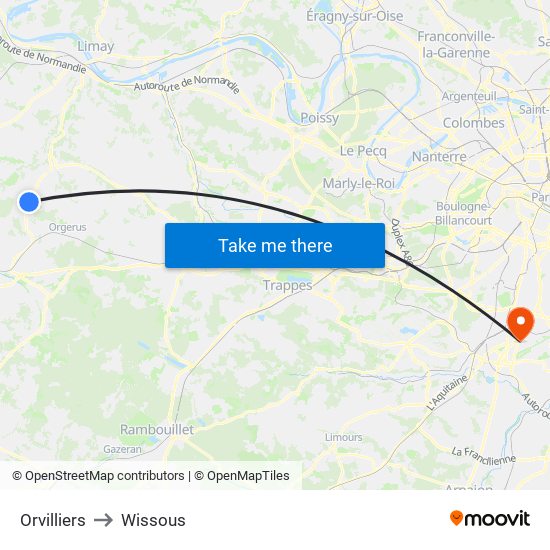 Orvilliers to Wissous map