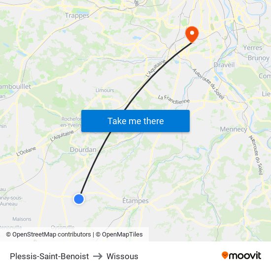 Plessis-Saint-Benoist to Wissous map