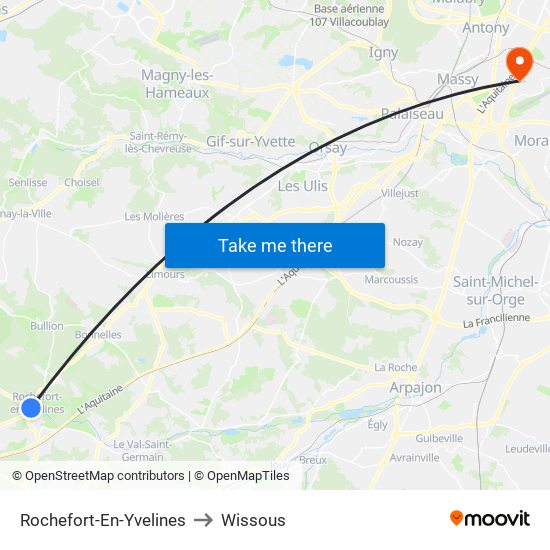 Rochefort-En-Yvelines to Wissous map