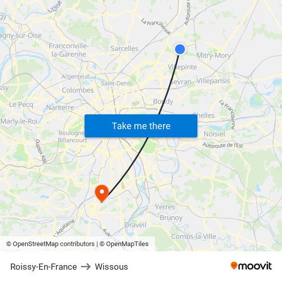 Roissy-En-France to Wissous map