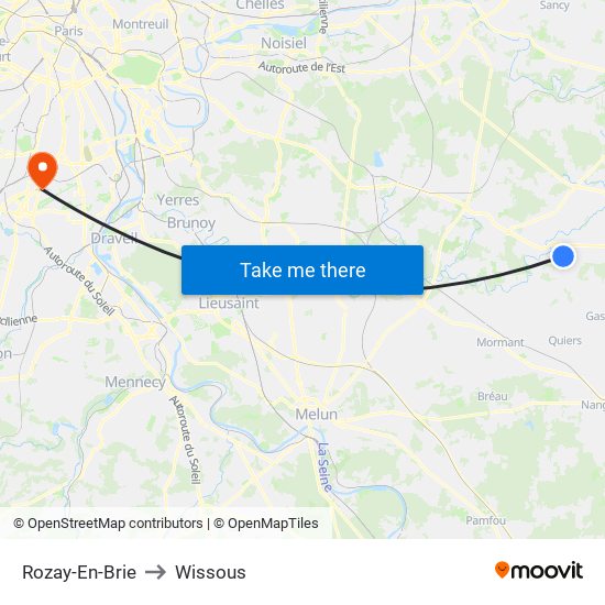 Rozay-En-Brie to Wissous map