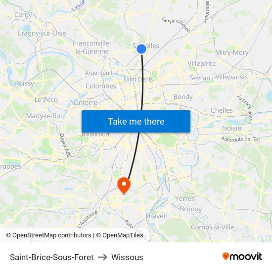 Saint-Brice-Sous-Foret to Wissous map