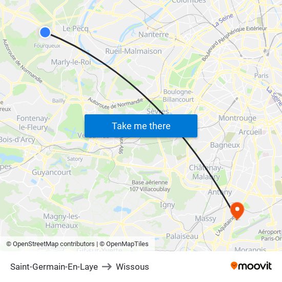 Saint-Germain-En-Laye to Wissous map