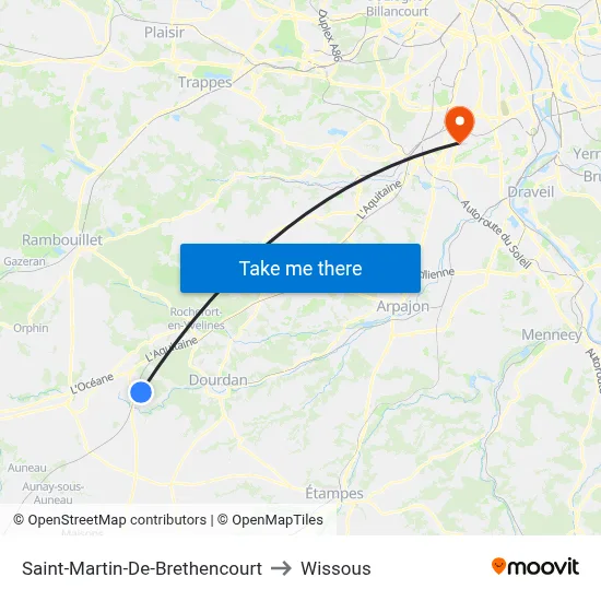 Saint-Martin-De-Brethencourt to Wissous map