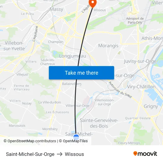 Saint-Michel-Sur-Orge to Wissous map