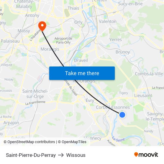 Saint-Pierre-Du-Perray to Wissous map