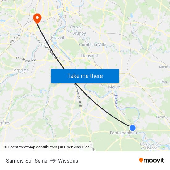 Samois-Sur-Seine to Wissous map