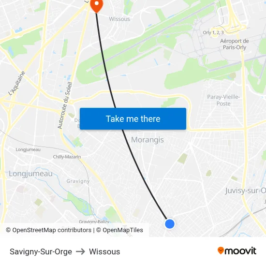 Savigny-Sur-Orge to Wissous map