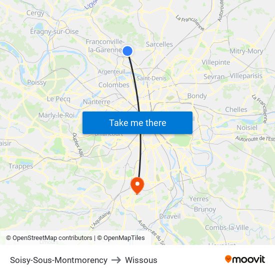 Soisy-Sous-Montmorency to Wissous map