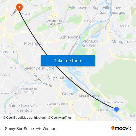 Soisy-Sur-Seine to Wissous map