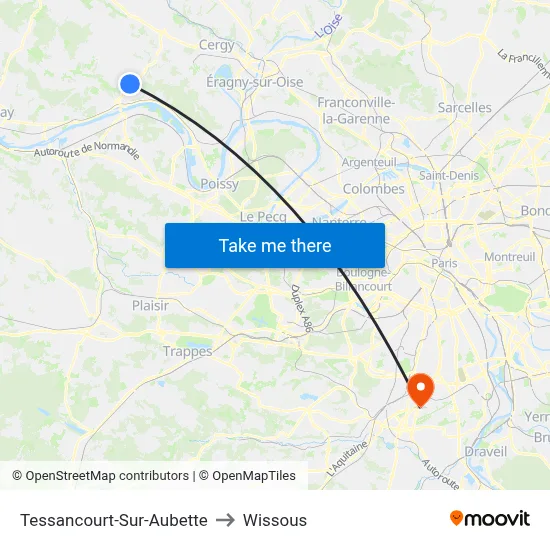Tessancourt-Sur-Aubette to Wissous map