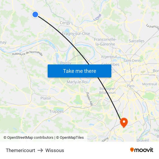 Themericourt to Wissous map