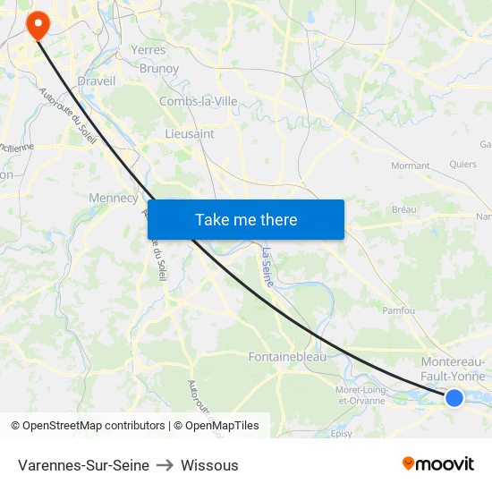 Varennes-Sur-Seine to Wissous map