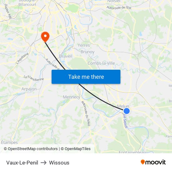 Vaux-Le-Penil to Wissous map
