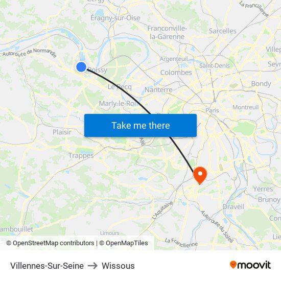 Villennes-Sur-Seine to Wissous map