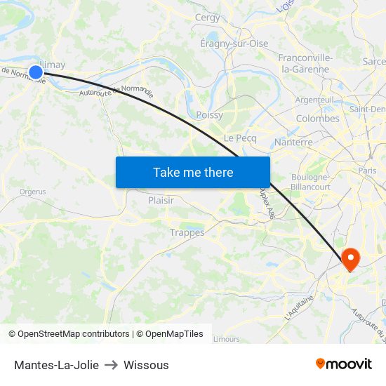 Mantes-La-Jolie to Wissous map
