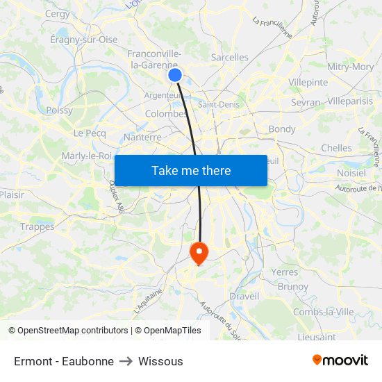 Ermont - Eaubonne to Wissous map