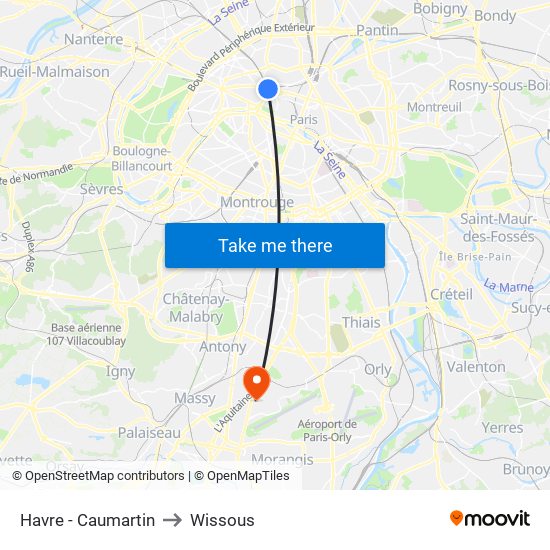 Havre - Caumartin to Wissous map