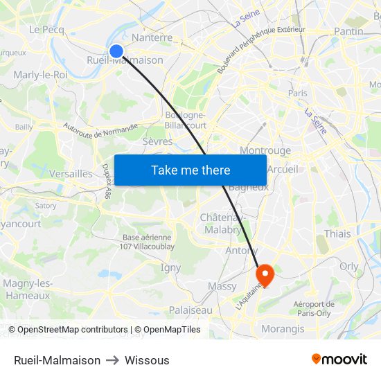 Rueil-Malmaison to Wissous map