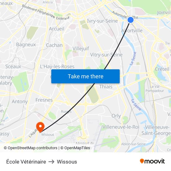 École Vétérinaire to Wissous map