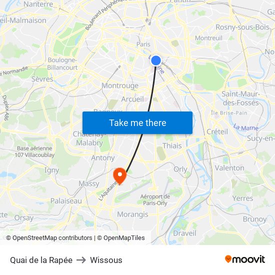 Quai de la Rapée to Wissous map