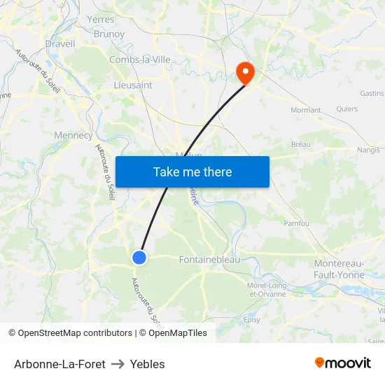 Arbonne-La-Foret to Yebles map