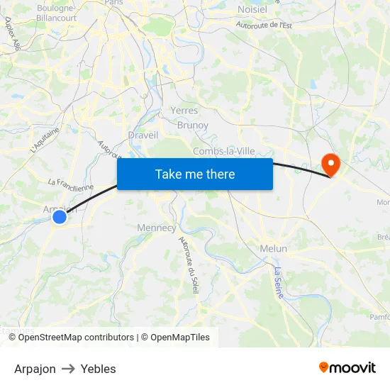 Arpajon to Yebles map