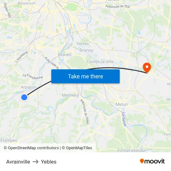 Avrainville to Yebles map