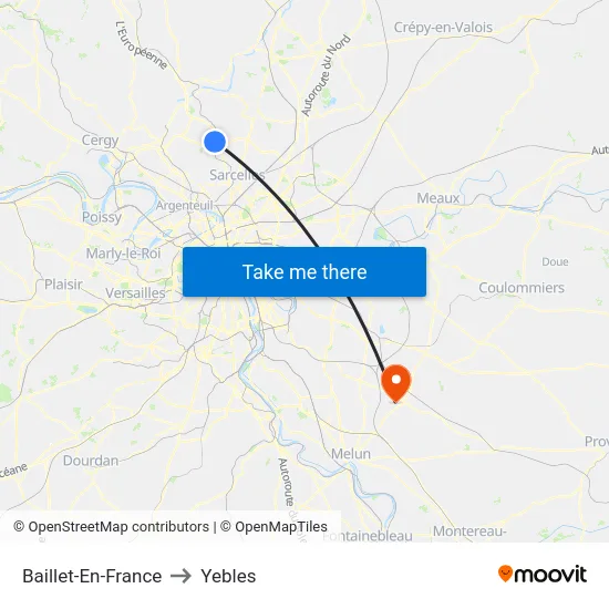 Baillet-En-France to Yebles map