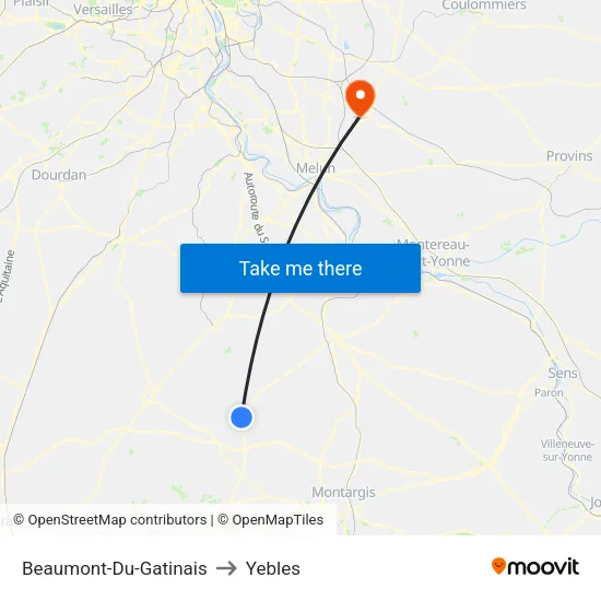 Beaumont-Du-Gatinais to Yebles map