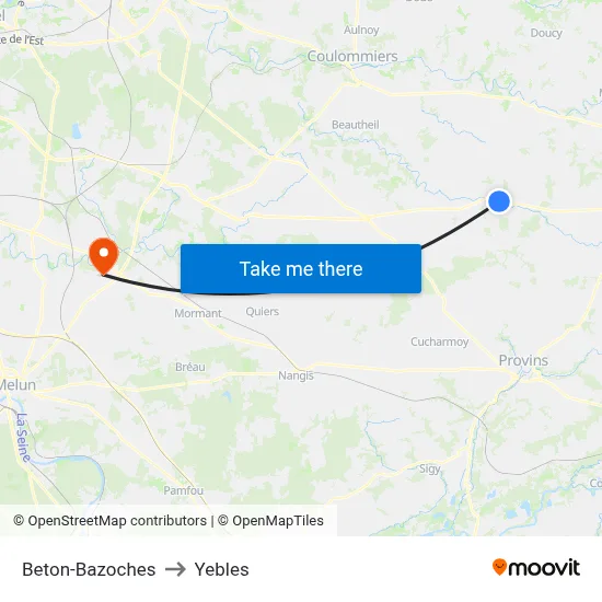 Beton-Bazoches to Yebles map