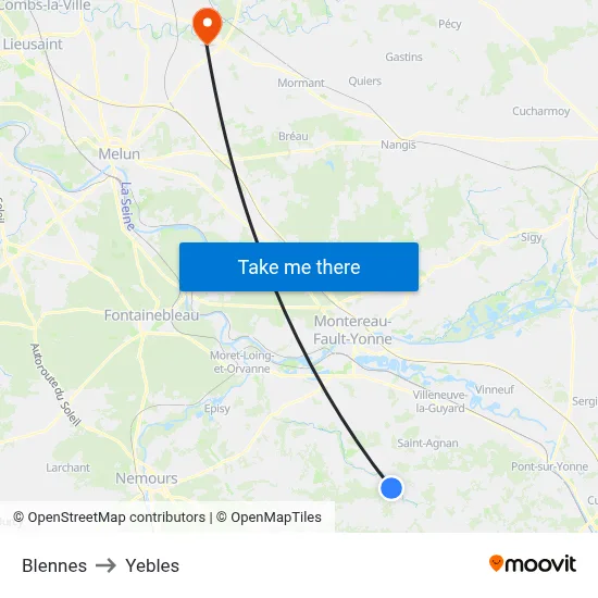 Blennes to Yebles map