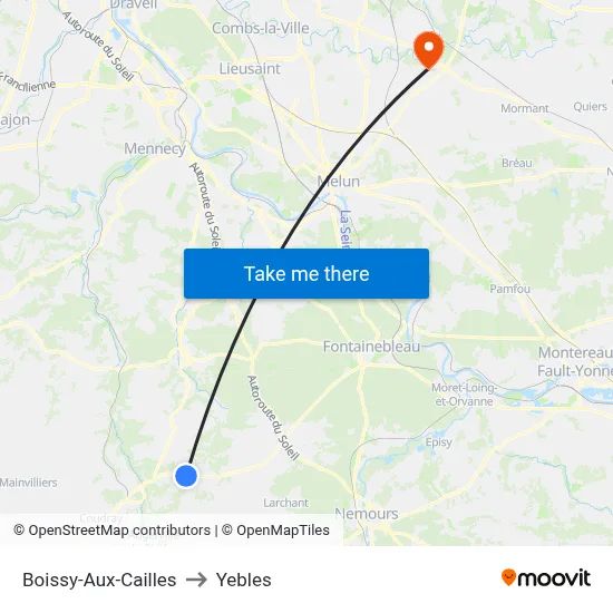 Boissy-Aux-Cailles to Yebles map