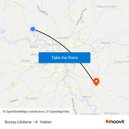 Boissy-L'Aillerie to Yebles map