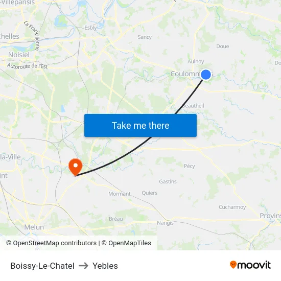 Boissy-Le-Chatel to Yebles map