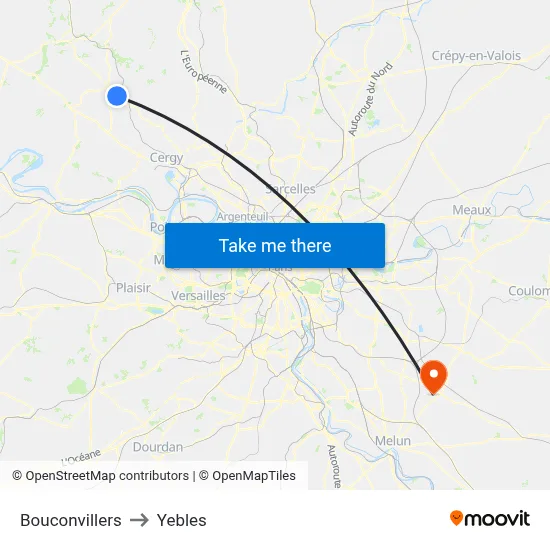 Bouconvillers to Yebles map