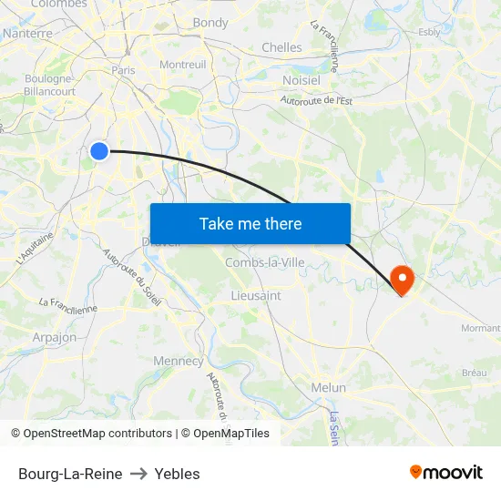 Bourg-La-Reine to Yebles map