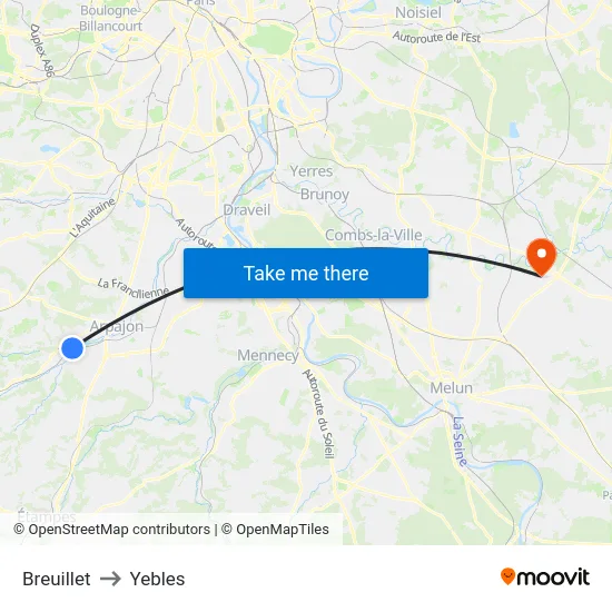 Breuillet to Yebles map