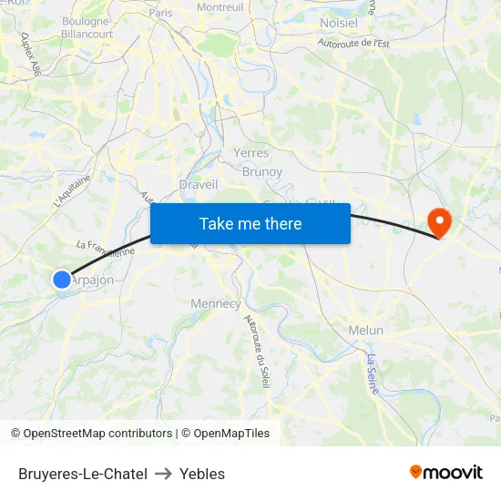 Bruyeres-Le-Chatel to Yebles map